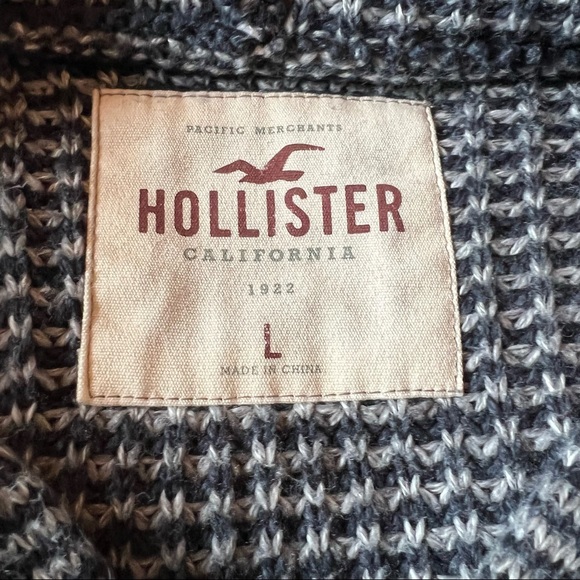 Hollister Gray Tones Hooded Cardigan Sweater size Large - Picture 8 of 8